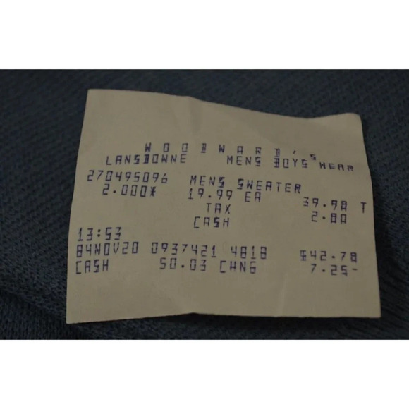 Warren  Knit Mens Large V-Neck Sweater 1980s NWT Cluett Canada Wool Blend Blue - Picture 5 of 11